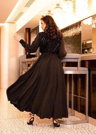 Платье женское длинное вечернее бархат с пайетками разм.48-642 фото