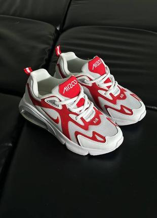 Біло червоні замшеві кросівки з текстильними вставками сітка 37-415 фото