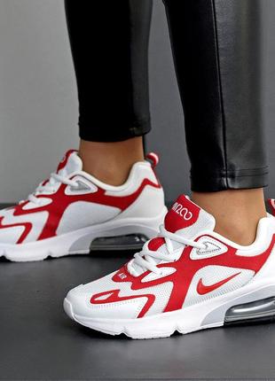 Біло червоні замшеві кросівки з текстильними вставками сітка 37-412 фото
