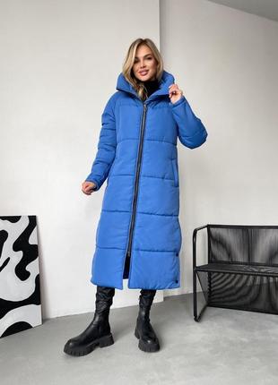 Пальто довге жіноче зимове стьобане з капюшоном раз.44-508 фото