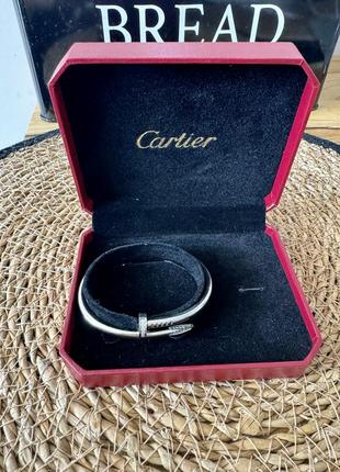 Браслет cartier белое золото з камнями, браслет гвоздь