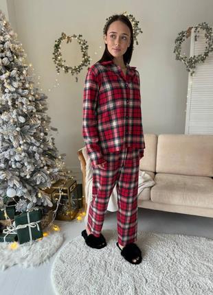 Пижама домашний комплект женская байковая фланелевая в клетку разм. xs-l3 фото