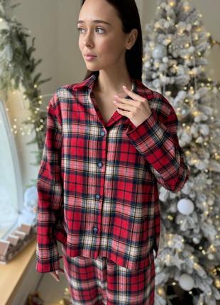 Пижама домашний комплект женская байковая фланелевая в клетку разм. xs-l7 фото