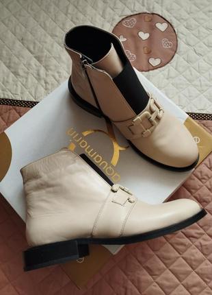 Нові стильні бежеві жіночі черевики aquamarine 37 утеплені чобітки натуральна шкіра кожа  ботільйони чоботи лемвсезон