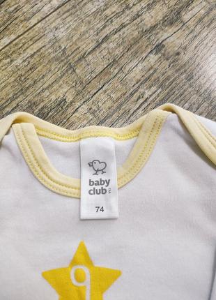 Боди, бодик с длинным рукавом, baby club, р. 74, 6-9мес., длинна 40см3 фото