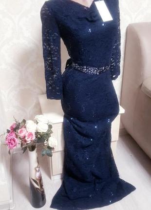 Шикарное вечернее  кружевное платье с паетками3 фото