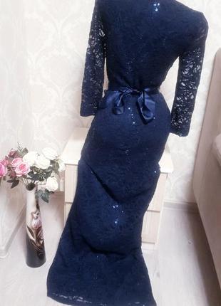 Шикарное вечернее  кружевное платье с паетками5 фото