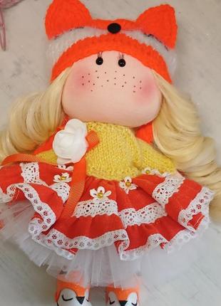Чарівна, подарункова  текстильна  лялечка  лисичка.2 фото