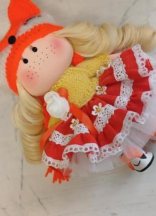 Чарівна, подарункова  текстильна  лялечка  лисичка.3 фото