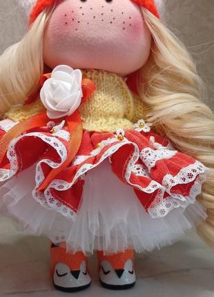 Чарівна, подарункова  текстильна  лялечка  лисичка.4 фото