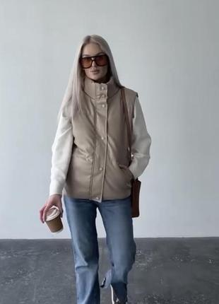 Жилет жилетка женская утепленная эко-кожа разм.42-46