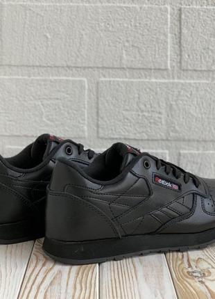 Классические базовые мужские кроссовки reebok classic черная кожа, комфортная модель9 фото