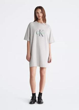 Платье calvin klein, платье футболка calvin klein, naturals tea dye t-shirt dress3 фото