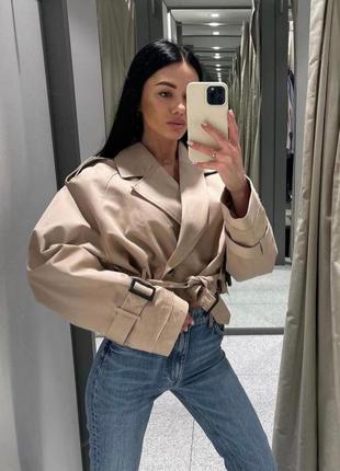 Трендовий короткий тренч zara оригінал6 фото