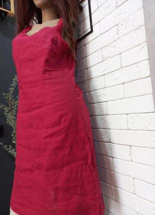 Льняне,натуральне,темно червоне плаття,сукня8 фото