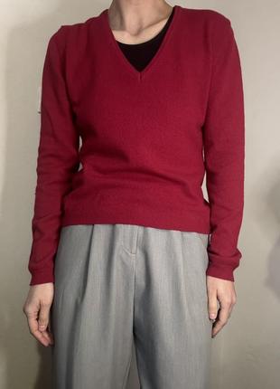 Шерстяний джемпер светр герсть пуловер реглан лонгслів вовна кофта малинова розовий светр6 фото