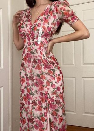 Розпродаж сукня stradivarius міді/максі asos квiткове з розрiзами7 фото