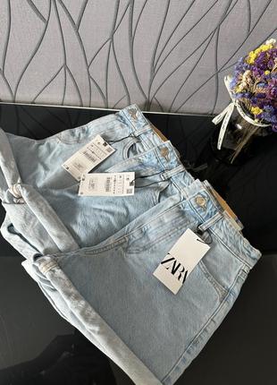 Шорты zara, джинсовые шорты mom fit zara, джинсовые шорты 1975 high waist mom fit7 фото