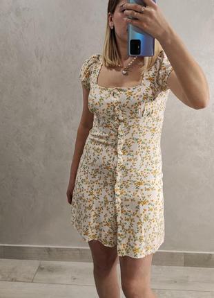 Платье платье на пуговицах в цветочный принт вискоза натуральная ткань3 фото