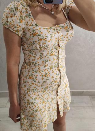 Платье платье на пуговицах в цветочный принт вискоза натуральная ткань1 фото