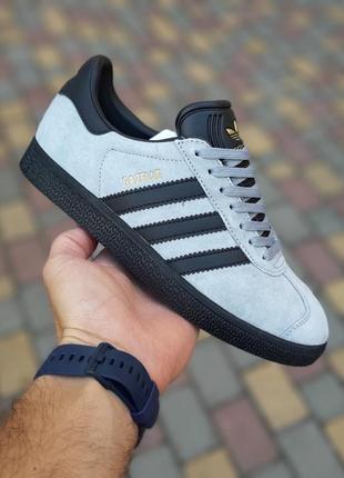 Жіночі кросівки adidas gazelle сірі на чорній підошві / адідас газелі / жіноче демісезонне взуття на весну, літо, осінь кеди5 фото