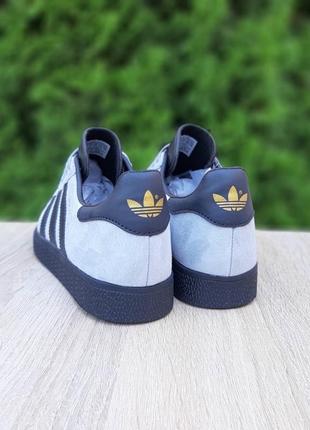 Женские кроссовки adidas gazelle серые на черной подошве / адидас газели / демисезонная женская обувь на весну, лето, осень кеды6 фото