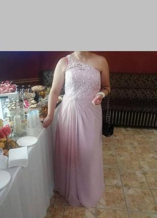 Нарядне ніжно -розове плаття із паєтками та камнями, 48-52 розмір