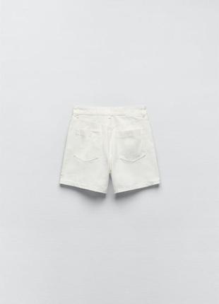 Шорты zara, белые джинсовые шорты zara, джинсові шорти z1975 mom fit high waist6 фото