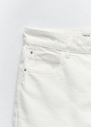 Шорты zara, белые джинсовые шорты zara, джинсові шорти z1975 mom fit high waist7 фото