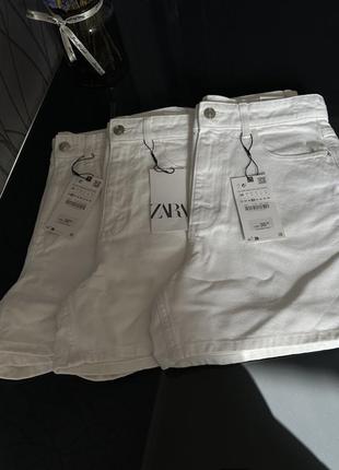 Шорты zara, белые джинсовые шорты zara, джинсові шорти z1975 mom fit high waist9 фото