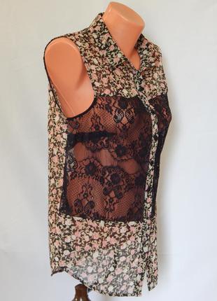 Легкая шифоновая блузка в цветочный принт g21(размер 12)3 фото