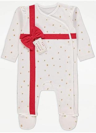 Белый подарочный слип/человечек star christmas all in one george 6990