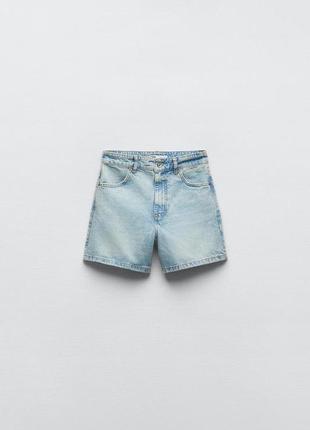 Шорты zara, джинсовые шорты mom fit zara, zara high-waisted shorts3 фото