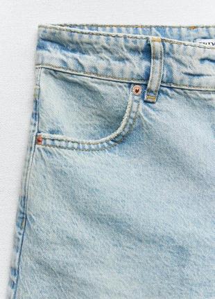 Шорты zara, джинсовые шорты mom fit zara, zara high-waisted shorts5 фото