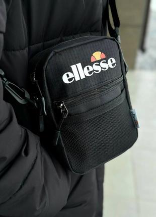 Месенджер ellesse чорний, білий, барсетка еліс black white, сумка чоловіча/підлітокова через плече