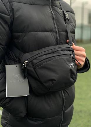 Бананка arcteryx чорна black, бананка сумка барсетка артерікс чоловіча/підлітокова