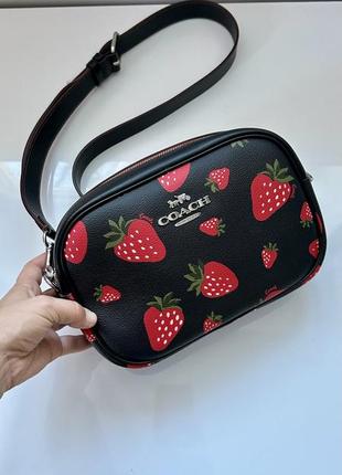 Шкіряна сумка jamie camera black strawberry coach