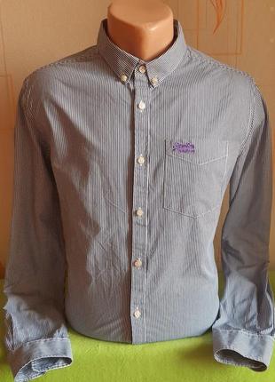 Крутая белая рубашка в полоску superdry london button down shirt made in india оригинал