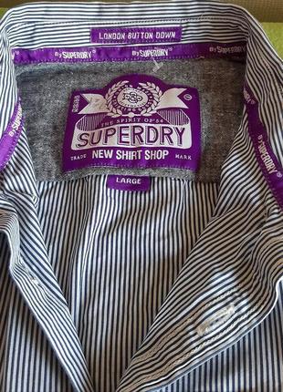 Крутая белая рубашка в полоску superdry london button down shirt made in india оригинал7 фото