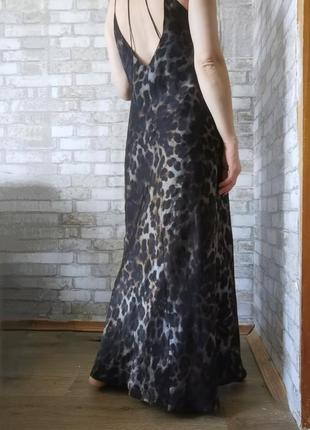 Сукня сатинова максі леопардовий принт6 фото