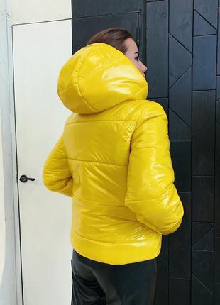 Куртка яркая лаковая плащевка монклер синтепух 1504 фото