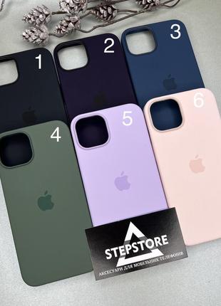 Чехол silicone case для iphone 14 с magsafe без швов с закрытым низом