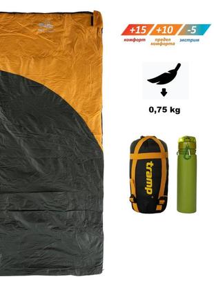 Спальный мешок tramp airy light одеяло с капюшом правый yellow/grey 190/80 utrs-056-r2 фото