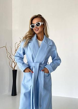 Кашемировое пальто миди с поясом