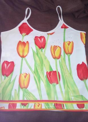 #розвантажуюсь топ белый с тюльпанами