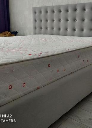 Кровать мягкая двуспальная квадрат серый4 фото