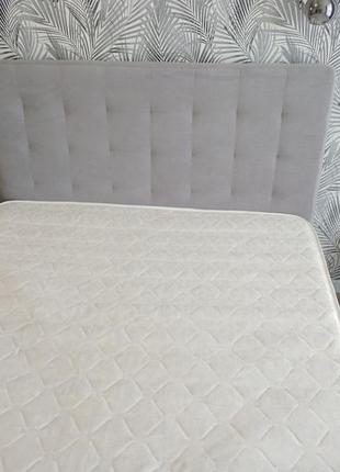Кровать мягкая двуспальная квадрат серый6 фото