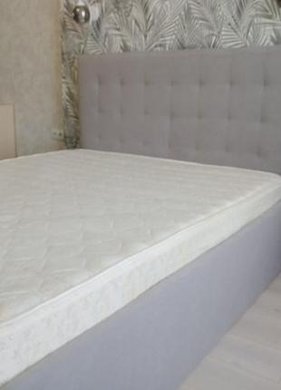 Кровать мягкая двуспальная квадрат серый5 фото
