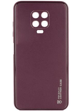 Шкіряний чохол xshield для xiaomi redmi note 9s / note 9 pro / note 9 pro max бордовий/plum red