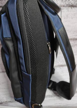 Рюкзак однолямковий сумка mackros g5043 з кодовим замком міський вологостійкий 7л колір синій5 фото
